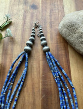 Load image into Gallery viewer, Sterling Silver Multi Strand Lapis Pearls Bead Necklace 23 inch Gift