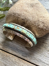 Load image into Gallery viewer, Navajo Native Sterling Silver Blue Turquoise Cuff Bracelet. Steve Francisco