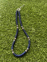 Load image into Gallery viewer, Sterling silver lapis bead necklace 18 inch