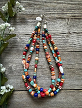 Load image into Gallery viewer, Sterling Silver Multi Strand Multi Stone Bead Necklace. 16 inch