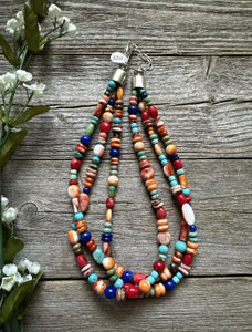 Sterling Silver Multi Strand Multi Stone Bead Necklace. 16 inch
