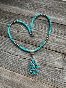 Navajo sterling silver turquoise necklace pendant