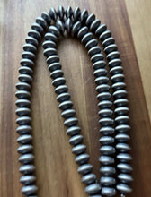 Load image into Gallery viewer, Southwestern Sterling Silver 14mm Flat Saucer Pearls Bead Necklace 34 Inch