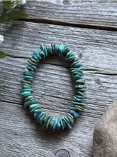 Load image into Gallery viewer, Blue Green Turquoise Nuggets 7 Inch Stretch Elastic Stretchy Bead Bracelet Gift