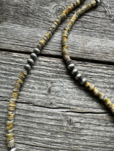 Load image into Gallery viewer, Sterling Silver Bumblebee Jasper W 6mm Pearls Bead Necklace. 18 inch