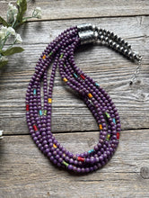 Load image into Gallery viewer, Sterling Silver Multi Strand Stone Purple Pearls Bead Necklace. 24 inch