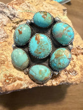 Load image into Gallery viewer, Navajo sterling silver turquoise cluster ring adjustable