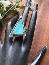 Load image into Gallery viewer, Native American Sterling Silver Turquoise Adjustable Ring. K Yazzie