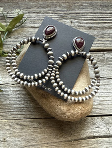Navajo Sterling Silver Purple Spiny Oyster Pearl Double Loop Earrings 3 Inch E