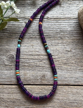 Load image into Gallery viewer, Dyed Sugilite Multi Stone Color Sterling Silver Bead Necklace. 18 inch Gift