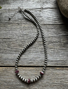 Sterling Silver 4mm Pearls Purple Spiny Oyster Bead Necklace Choker 14 inch