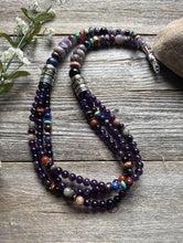 Load image into Gallery viewer, Tommy Rosita Singer T R Sterling Silver Multi Strand Purple Bead Necklace 28
