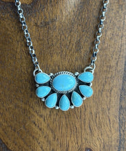 Load image into Gallery viewer, Navajo Sterling Silver Turquoise Cluster Chain Necklace Marcella James