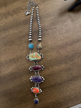 Load image into Gallery viewer, Navajo sterling silver multistone lariat necklace RY