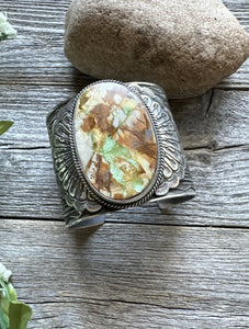 Sunshine Reeves Sterling Silver Green Royston Turquoise Cuff Bracelet. Navajo
