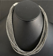 Load image into Gallery viewer, 4mm Multi Strand 925 Sterling Silver Oxidized Pearls Bead Necklace 26 Inch