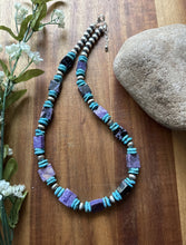 Load image into Gallery viewer, Sterling Silver Purple Charoite Blue Turquoise Pearls Bead Necklace 18 Inch Gift