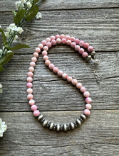 Load image into Gallery viewer, Sterling Silver 8mm Pink Conch Round Bead W Pearls Necklace. 18 inch