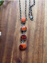 Load image into Gallery viewer, Navajo Sterling Silver Orange Spiny Oyster Lariat Chain Necklace C Shorty