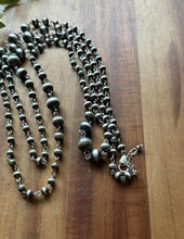 Load image into Gallery viewer, Sterling Silver Graduated 6mm to 12mm Pearls Rosary Bead Necklace. 60 Inch. Gift