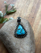 Load image into Gallery viewer, Navajo Sterling Silver Kingman Spiderweb Turquoise Pendant H Piasso
