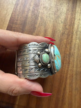 Load image into Gallery viewer, Navajo sterling silver number 8 turquoise cuff bracelet