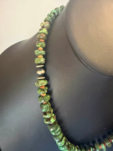 Load image into Gallery viewer, Sterling silver green turquoise graduated with spiny oyster 24 inch