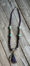 Load image into Gallery viewer, Handmade Navajo Sterling Silver and Charoite Pendent with necklace