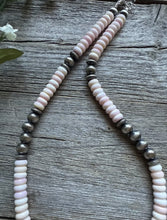 Load image into Gallery viewer, Southwestern Sterling Silver Pink Conch Bead Necklace. 18 Inch