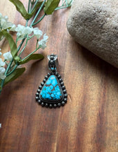 Load image into Gallery viewer, Navajo Sterling Silver Kingman Spiderweb Turquoise Pendant H Piasso