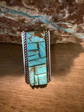 Load image into Gallery viewer, Navajo sterling silver inlay turquoise ring 8.5