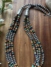 Load image into Gallery viewer, Sterling Silver Multi Strand Multi Stone Pearls Bead Necklace. 28 inch