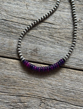 Load image into Gallery viewer, Dyed Sugilite 4mm Sterling Silver Pearls Choker Bead Necklace. 16 Inch. Gift