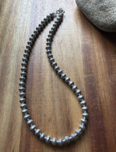 Load image into Gallery viewer, Sterling Silver 8mm Stamped Pearls Bead Necklace. 16 Inch