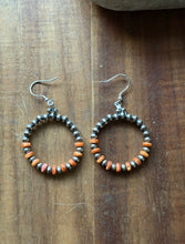 Load image into Gallery viewer, Sterling Silver Orange Spiny Oyster Pearls Bead Hoop Earrings. Gift 2.25 Inch