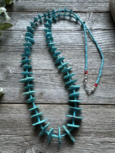 Load image into Gallery viewer, Vintage Native American Sterling Silver Blue Magnesite Bead Necklace 32 Inch