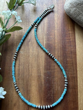 Load image into Gallery viewer, Southwestern Sterling Silver Blue Turquoise W Pearls Bead Necklace 18 inch Gift
