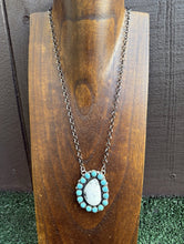 Load image into Gallery viewer, Navajo Sterling Silver White Buffalo Turquoise Cluster Chain Lariat Necklace CY