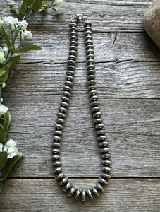 Southwestern 925 Sterling Silver 10mm Flat Saucer Pearls Bead Necklace 18 Inch