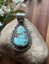 Load image into Gallery viewer, Navajo Sterling Silver Number 8 Turquoise Handmade Pendant Etta Enditto Gift