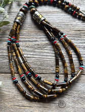 Load image into Gallery viewer, Tommy Rosita Singer T R Sterling Silver Multi Strand Tigers Eye Bead Necklace 28