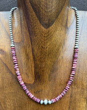 Load image into Gallery viewer, Sterling Silver Purple Spiny Oyster W Multi Bead Pearls Necklace. 18 Inch. Gift