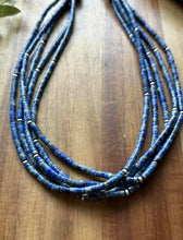 Load image into Gallery viewer, Sterling Silver Multi Strand Lapis Pearls Bead Necklace 23 inch Gift