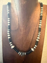 Load image into Gallery viewer, Sterling silver black onyx bead necklace 18 inch