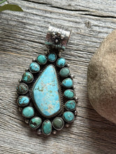Load image into Gallery viewer, Navajo Sterling Silver Turquoise Cluster Pendant. C Yazzie Gift