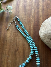 Load image into Gallery viewer, Sterling Silver Graduated Vibrant Rondelle Blue Turquoise Bead Necklace 18 inch