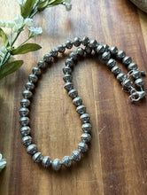 Load image into Gallery viewer, Sterling Silver 10mm Stamped Pearls Bead Necklace. 18 Inch