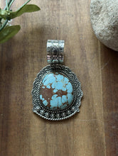 Load image into Gallery viewer, Navajo Sterling Silver Number 8 Turquoise Handmade Pendant Etta Enditto Gift
