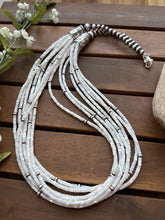 Load image into Gallery viewer, Sterling Silver Multi Strand MOP Mother Of Pearl Bead Necklace 26 inch