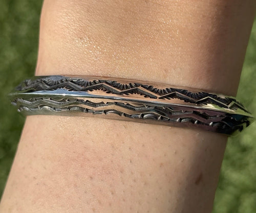 Sunshine Reeves Sterling Silver Stacker Cuff Bracelet Navajo Gift